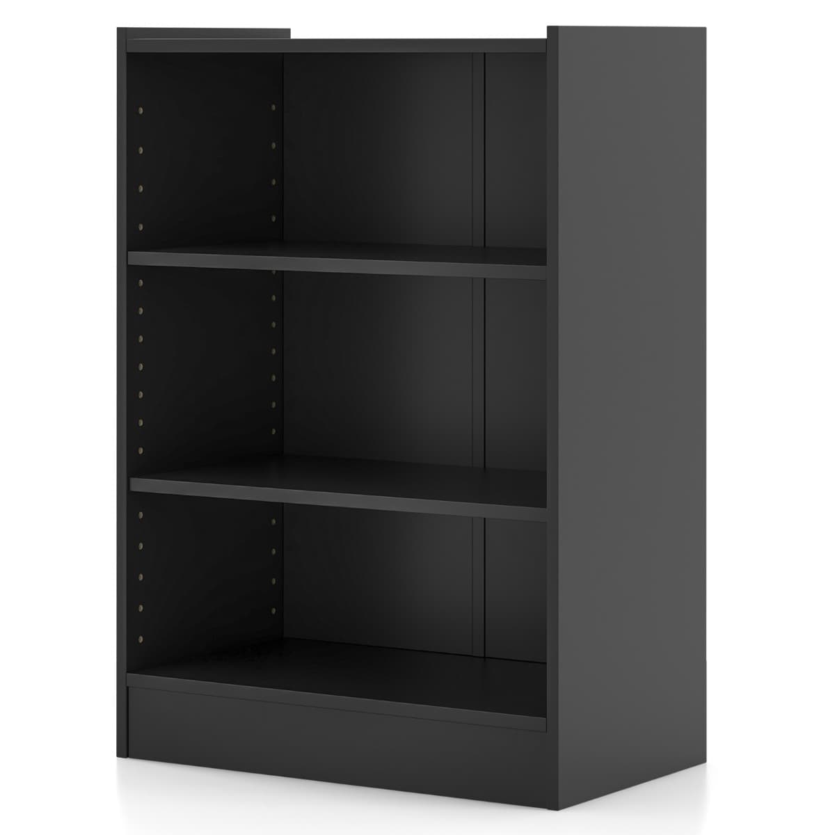 Bibliothèque à 3 Niveaux Étagère Ouverte Autoportante Vitrine Moderne avec Étagères Réglables Organi