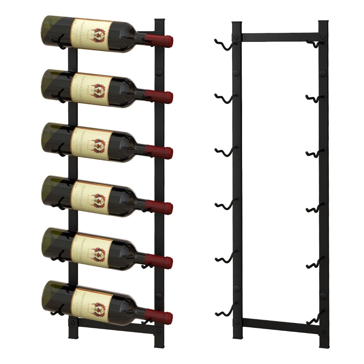 CostwayPorte Bouteille Mural Métallique 73 cm Casier/Étagère à Vin pour 6 Bouteilles pour Cuisine Salle à manger Cave et Bar