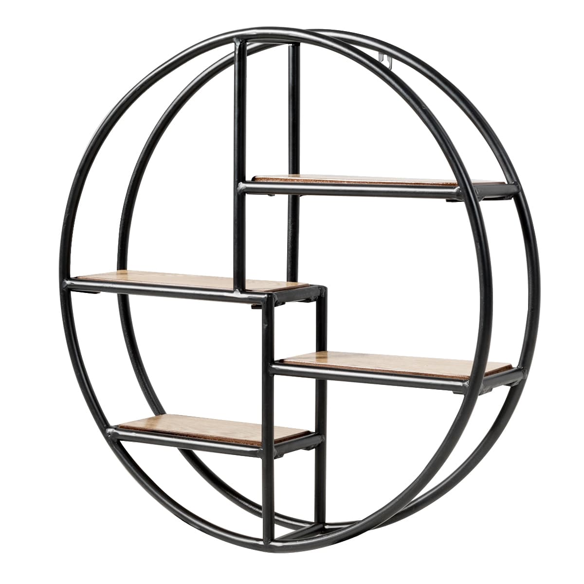 CostwayÉtagères Murales Ronde de Style Industrielle avec 4 Etagères Dimensions Ø 55 x 11 CM Matériel de Fixation Inclus