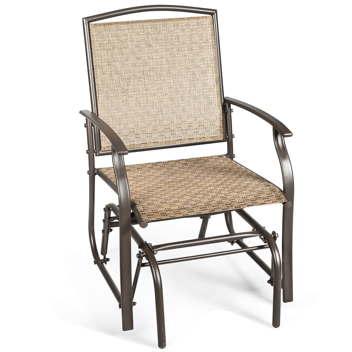 CostwayFauteuil à Bascule Chaise à Bascule pour Jardin en Textilène Cadre en Acier Charge Max.150KG
