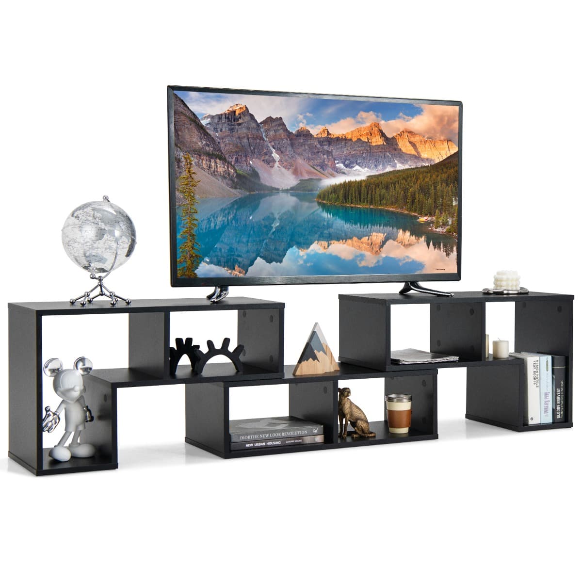 Meuble TV 3 Pièces 134-180x30x43cm Combination Libre pour Télévision Jusqu’à 49 Pouces pour Salon Ch
